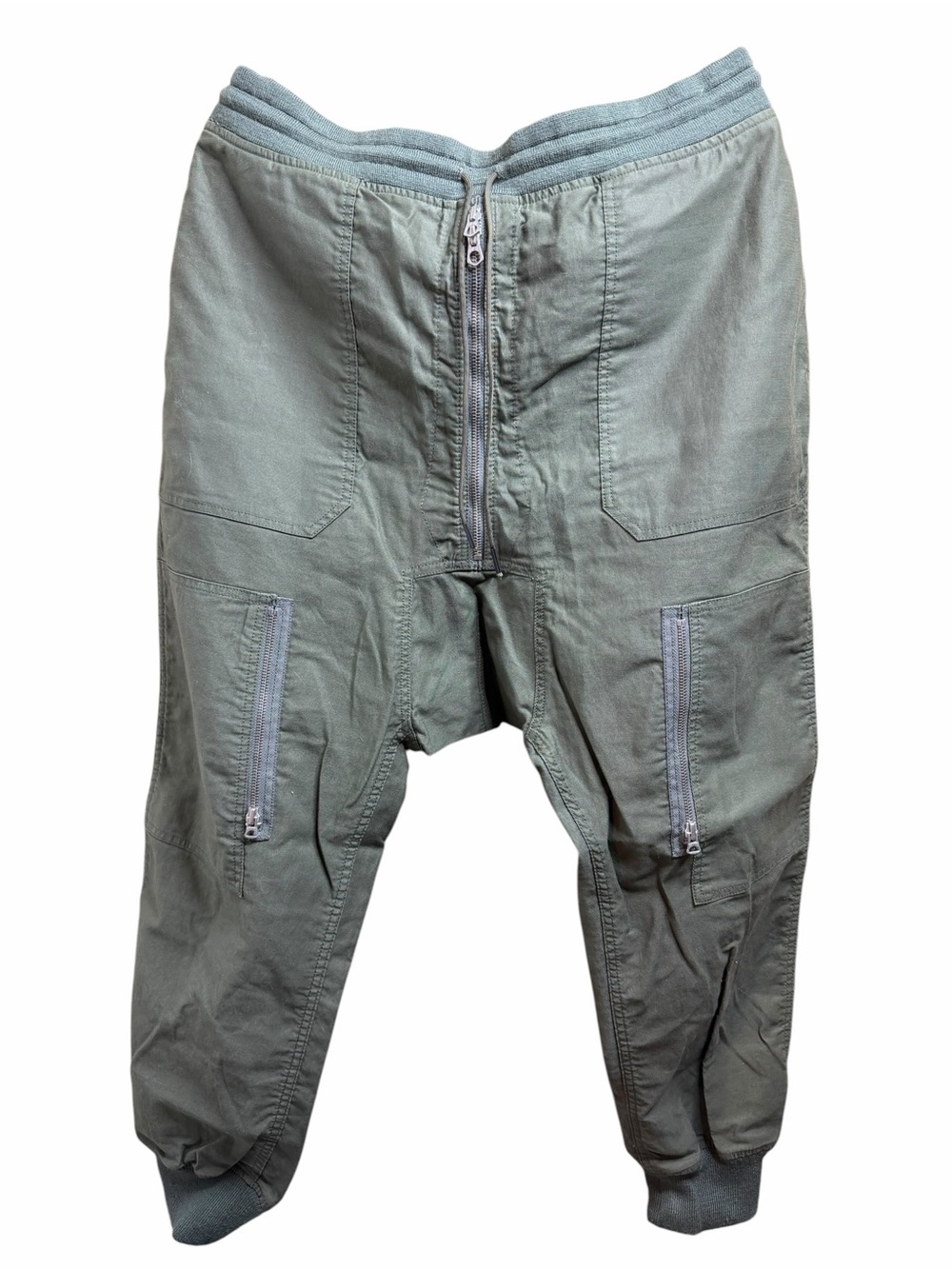 NLST Men's Olive Green flight Pants - Casual Cargo Style drop crotch size XL